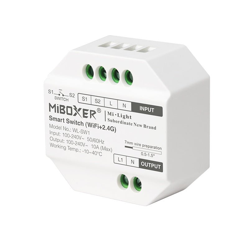 Mi-Light Mi-Boxer - 10A WiFi + 2.4GHz Schakelaar/Stopcontact (Inbouw) - Stopcontacten - HandyLight.nl - HL-SMART-STOPCONTACT-INBOUW-WL-SW1-6970602184627