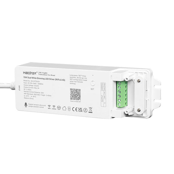 Afbeelding in Gallery-weergave laden, Mi-Light Mi-Boxer - Dual White 24V 75W LED controller met interne voeding (WiFi) - LED controllers - HandyLight.nl - HL-LEDC-WIFI-WW-WL2-P75V24-6970602182029
