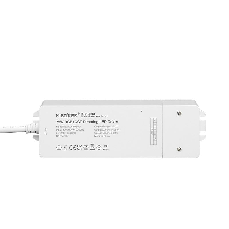 Mi-Light Mi-Boxer - RGB+CCT 24V 75W LED controller met interne voeding (Standaard) - LED controllers - HandyLight.nl - HL-LEDC-RGBCCT-CL5-P75V24