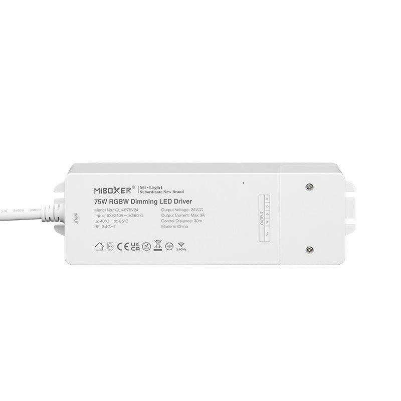 Mi-Light Mi-Boxer - RGBW 24V 75W LED controller met interne voeding (Standaard) - LED controllers - HandyLight.nl - HL-LEDC-RGBW-CL4-P75V24